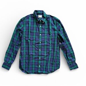 Crewcuts Flannel Plaid Green Blue Button-up Shirt Size 14 EUC